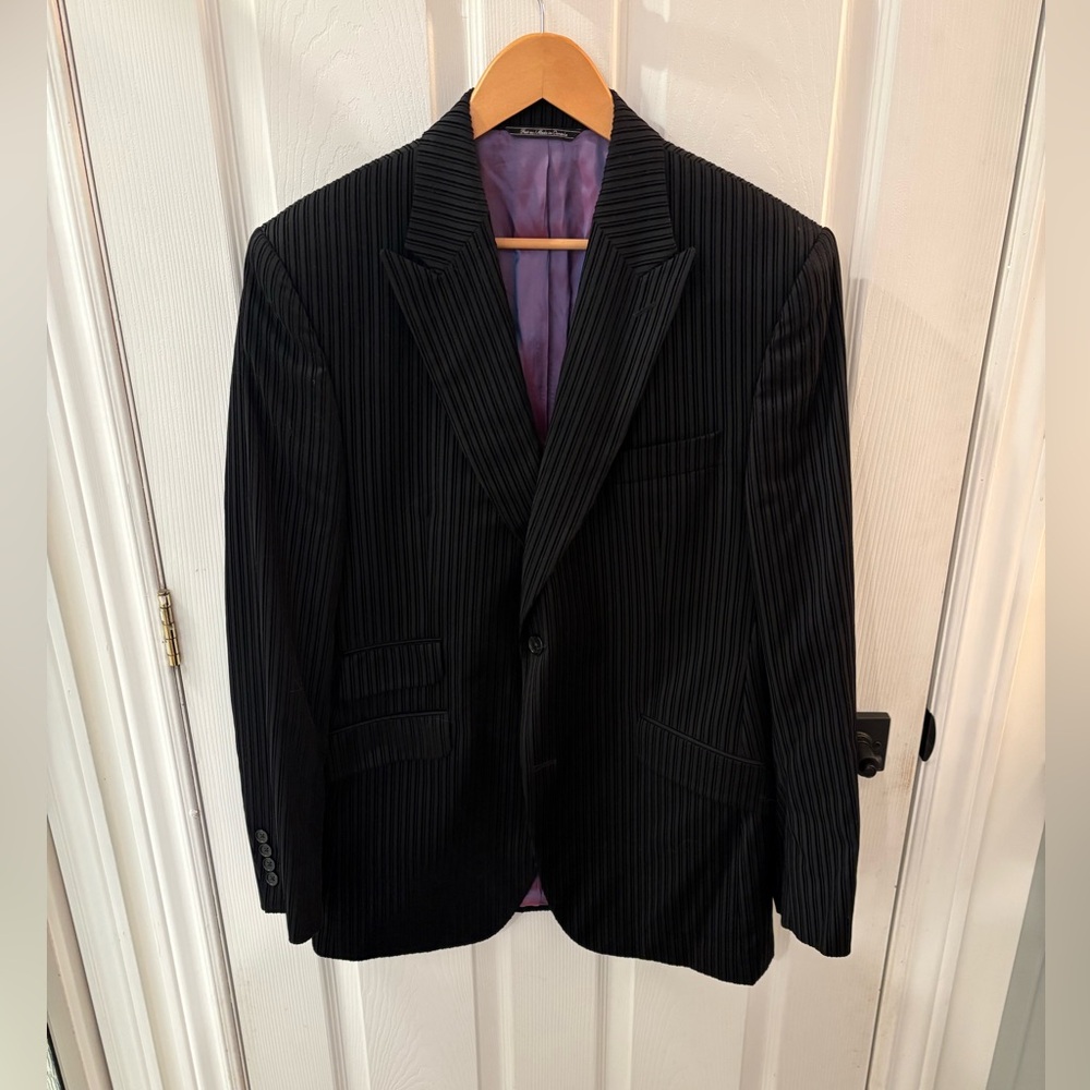 Elegant Black Pinstripe Blazer by Jack Victor